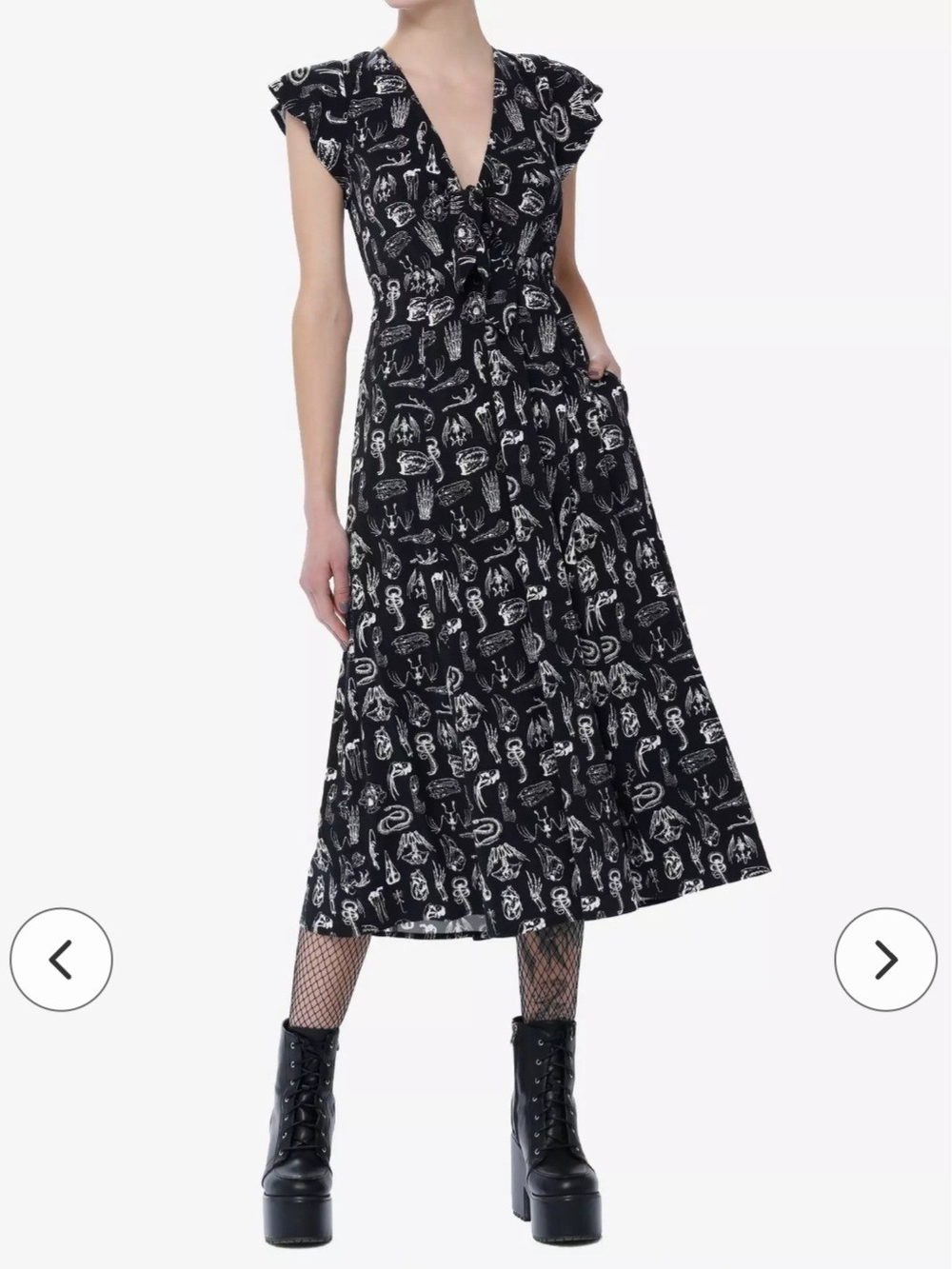 Hot Topic - Social Collision Animal Anatomy Tie-Front Midi Dress